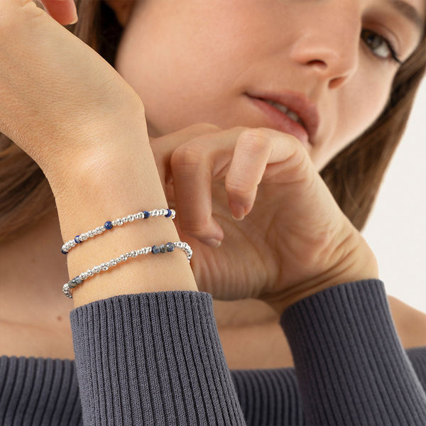 Set 2 brazaletes elásticos lapislazuli Non Solo Bella