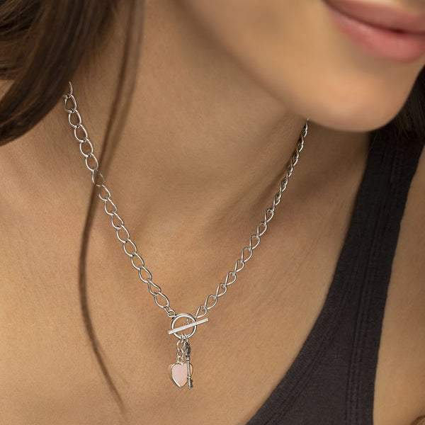 Collar Catena T-Bar Cuore Rosa Non Solo Bella