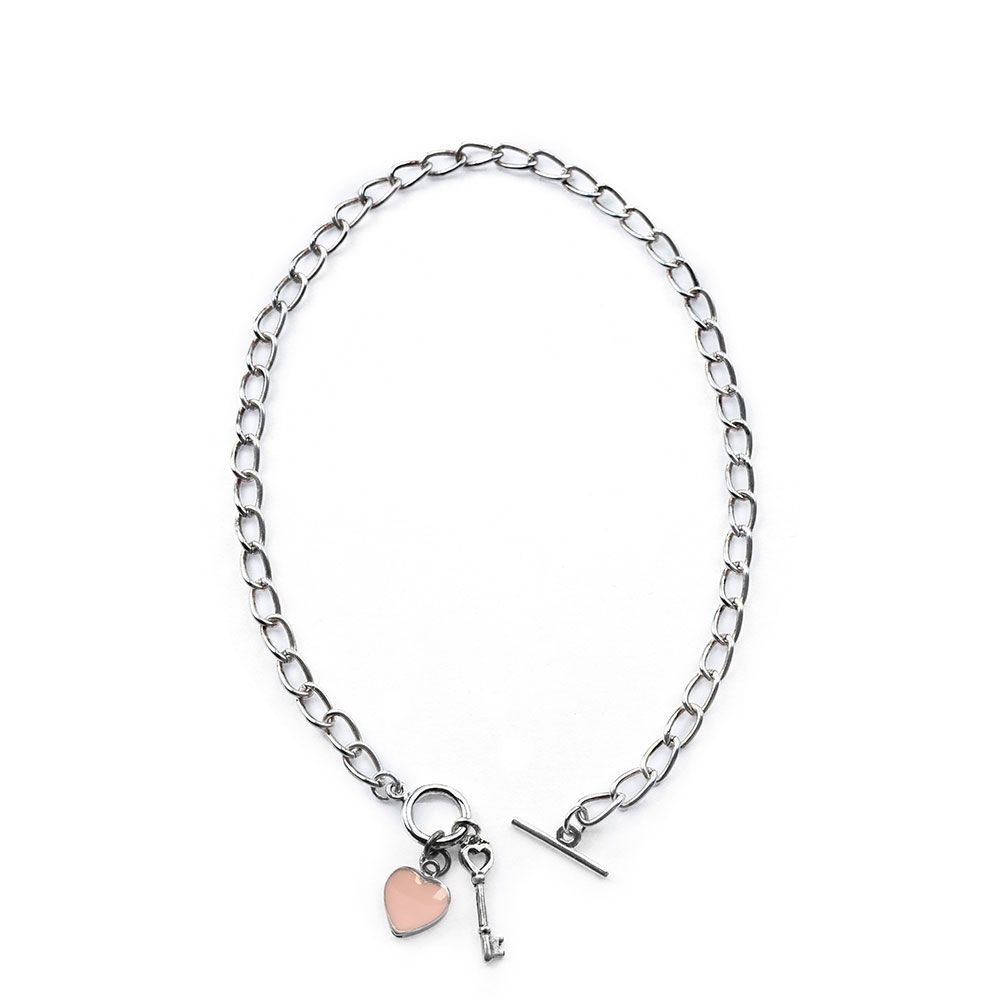 Collar Catena T-Bar Cuore Rosa Non Solo Bella